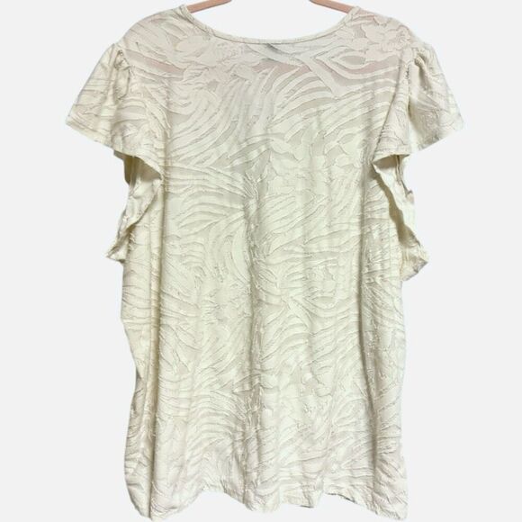 Torrid Black & White Knit Jacquard Crew Neck Flutter Sleeve Tee 3 3XL 2pc Bundle - Picture 10 of 14